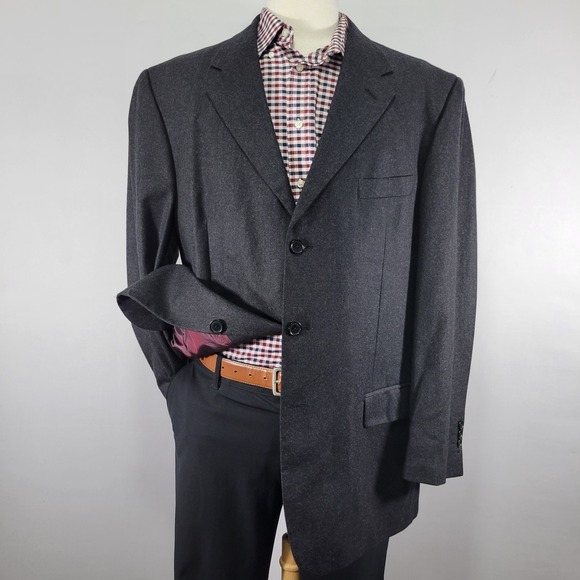 Stafford Italy Men's Sport Coat Blazer Three Button Flannel Vitale Barberis‎ 48R
